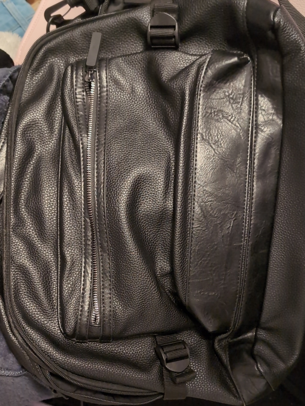 Call It Spring Men's Black Leather Backpack - Sleek Everyday Carry/Briefcase